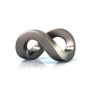 Silver infinity symbol 3d rendering