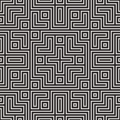 Geometric Ethnic Background with Symmetric Lines Lattice. Vector Abstract Seamless Pattern.