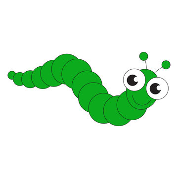 Green caterpillar cartoon.