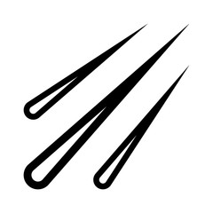 Meteor / meteorite shower or shooting stars line art icon for astronomy apps and websites 
