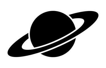 Planet Saturn with planetary ring system flat icon for astronomy apps and websites - obrazy, fototapety, plakaty