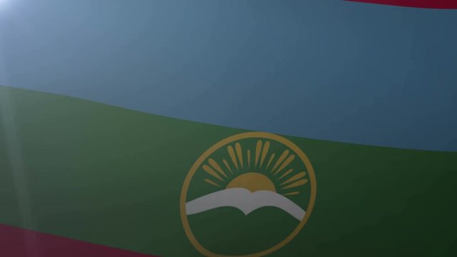 Flag of Karachay Cherkessia waving in the wind, national symbol of freedom
