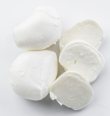  Mozzarella on the white background.