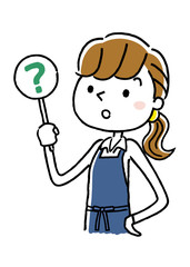 エプロン姿の女性：回答