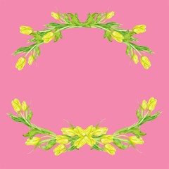 watercolor set of floral elements - tulip