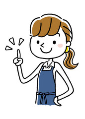 エプロン姿の女性：ポイント
