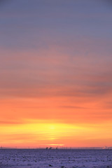 scarlet sky at sunset