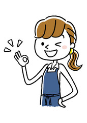 エプロン姿の女性：OK
