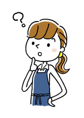 エプロン姿の女性：疑問
