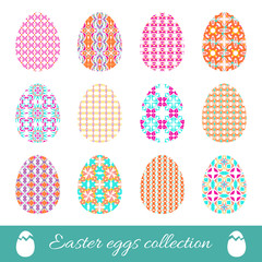 Set of vector easter eggs with spring ornament. Collection of decorative elements with bright patterns to Easter