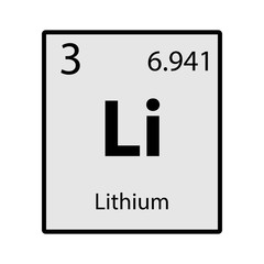 Lithium periodic table element gray icon on white background vector