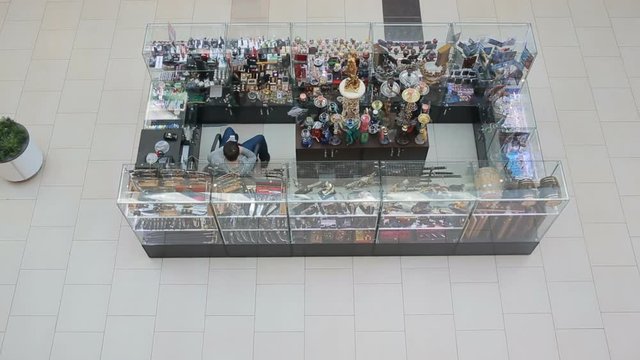 Souvenir shop in the supermarket. Hookahs, view from above