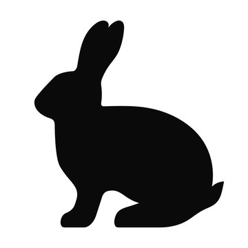 Black side silhouette of a rabbit isolated on white background. Vector illustration. EPS10