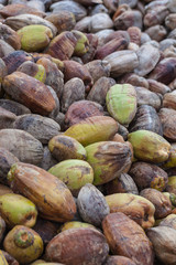 Background of dry coconut shells piled