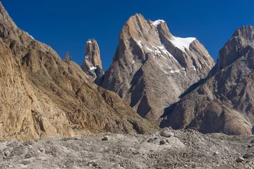 Foto op geborsteld aluminium K2 Trango tower cliff and Cathedral tower, K2 trek, Skardu,Gilgit,Pakistan