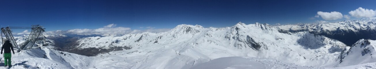 Panorama of french alps in Val Thorens France