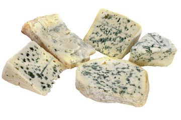 cheese with mold isolated on white background