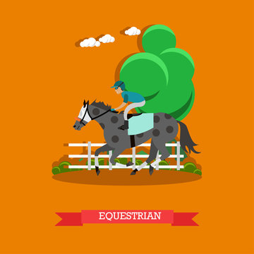 Equestrian sport vector illustration in flat style