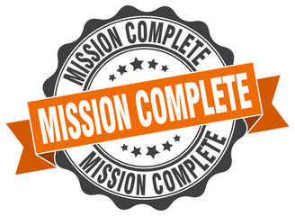 mission complete stamp. sign. seal