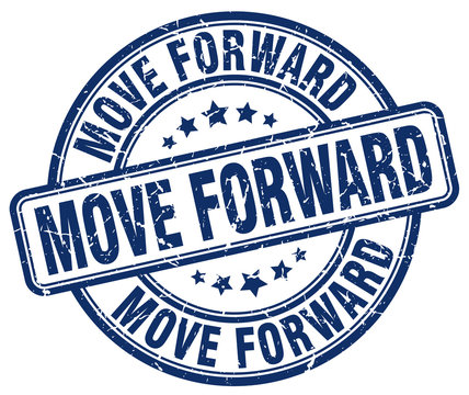 Move Forward Blue Grunge Stamp