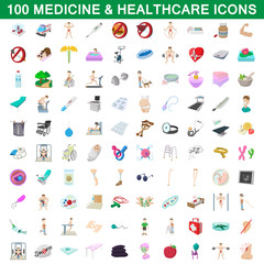 100 medicine and healthcare icons set