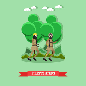 Firefighters vector illustration in flat style