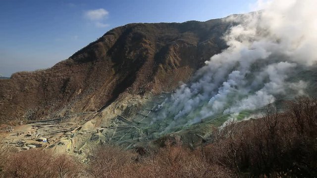 Active sulphur vents of Owakudani at Fuji volcano, Japan