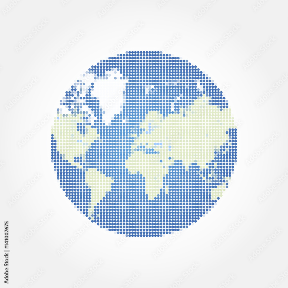 Aufkleber abstract globe world map in a round dots. flat vector illustration eps 10