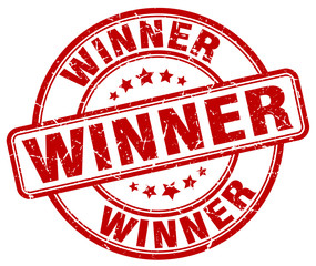 winner red grunge round vintage rubber stamp