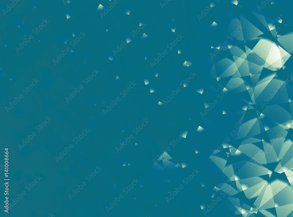 Wall mural teal abstract fractal background with irregular pattern resembling glass crystals or polished gems. 