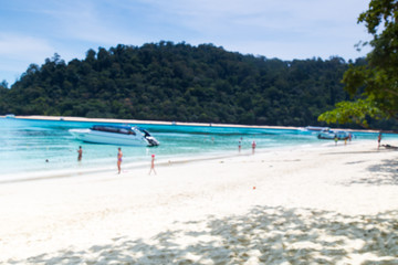 Beach blur with people for background, Koh rok, Thailand.