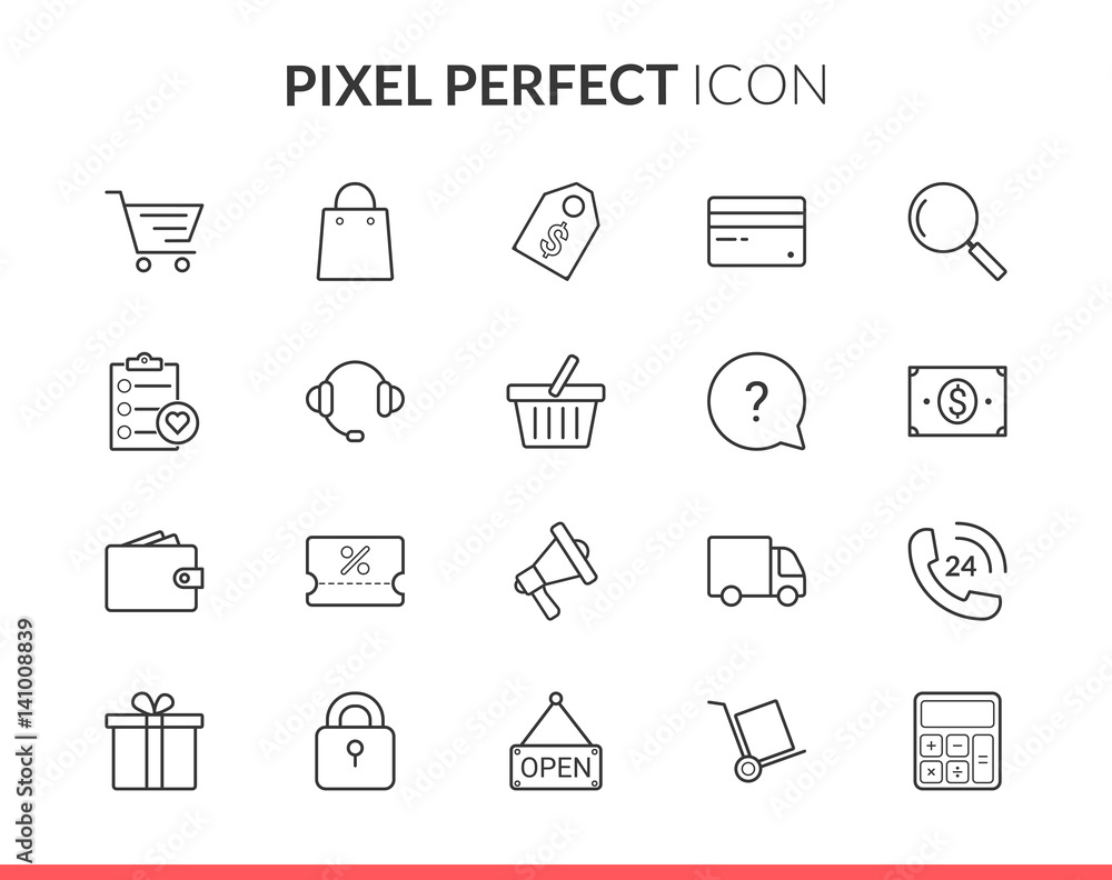 Wall mural Line Shopping Icons