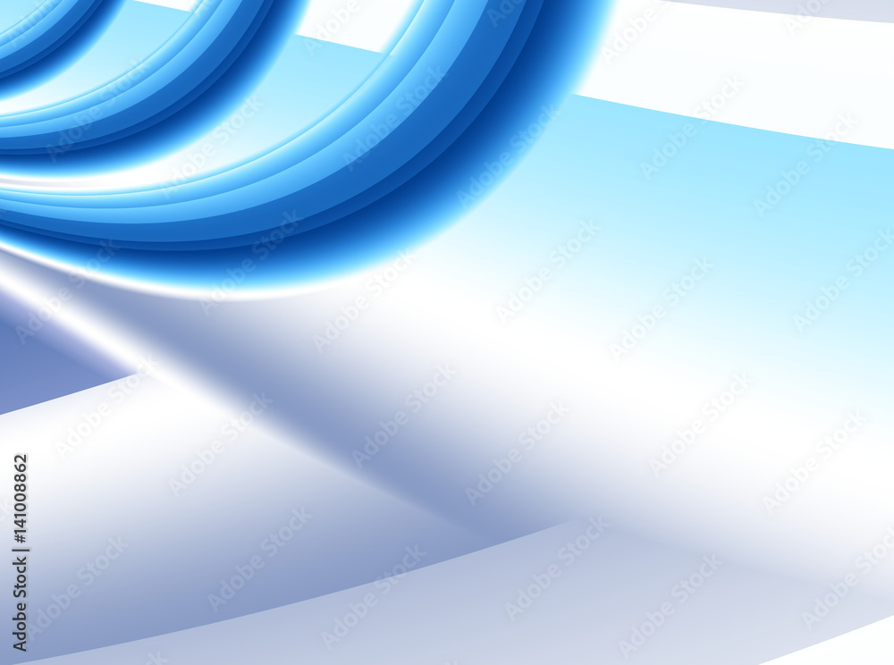 Wall mural abstract fractal background with 3d spatial effect and curves in shades of blue. for technical, busi