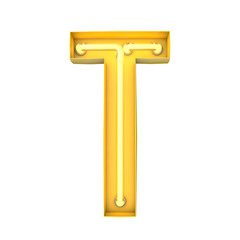 Neon style light letter T. Glowing neon Capital letter. 3D rendering