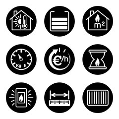 Heating stoves fireplaces icons.