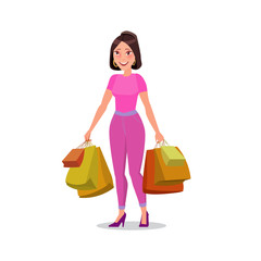 Happy shopping girl or woman with bags. Big Sale.