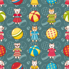 Kid toy seamless pattern. Design element for postcard, banner, flyer