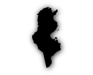 Karte von Tunesien mit Schatten