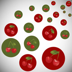 Vector background with red cherries