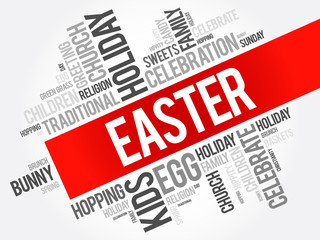 Easter word cloud collage, holiday concept background