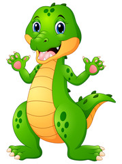 Funny crocodile cartoon waving hand