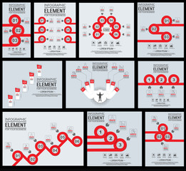 COLLECTION OF ELEMENT FOR INFOGRAPHIC  TEMPLATE GEOMETRIC FIGURE OVERLAPPING CIRCLES RED