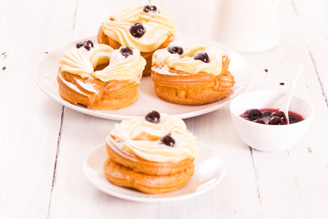 Zeppole with pastry cream.
