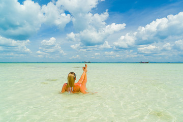  woman on the Thai beach of Poda island