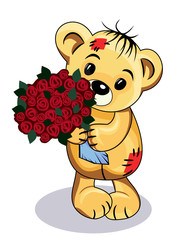 Bear with flowers