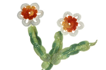 crocheted applique of flowers
