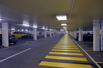 panorama of underground parking in one