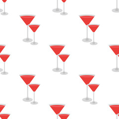 Seamless pattern of cocktail red on white background isolation