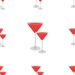 Seamless pattern of cocktail red on white background isolation