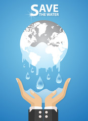 water and hand.Concept of environmental protection. Vector